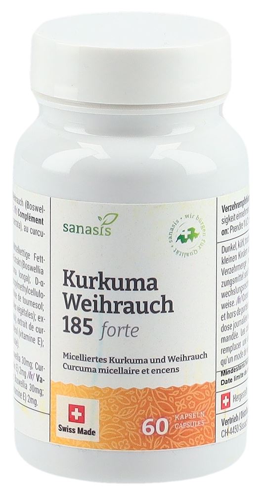 SANASIS Kurkuma Weihrauch 185 forte<br>60 Stück, Dose, Kapsel, ohne Polysorbat