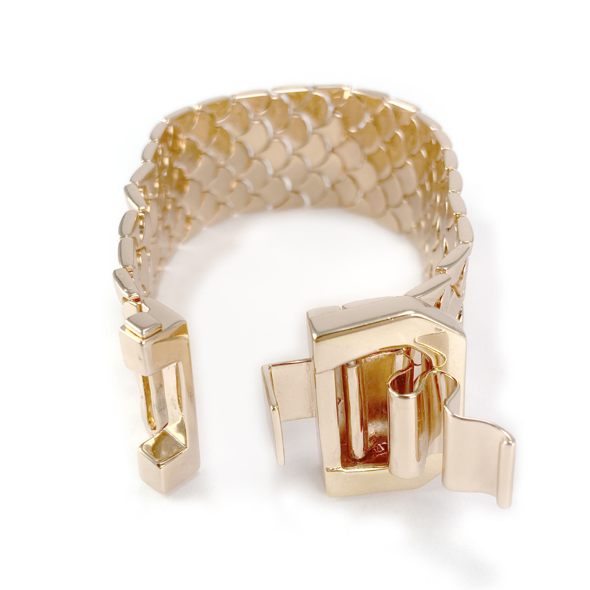 Bracelet d'occasion doré rose spinelles zirconias acrylique 19 cm