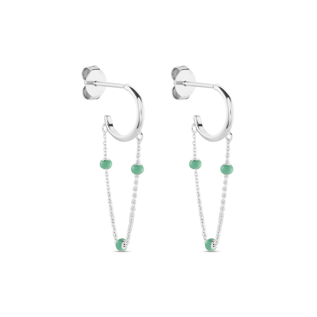 Créoles Polka Argent Blanc