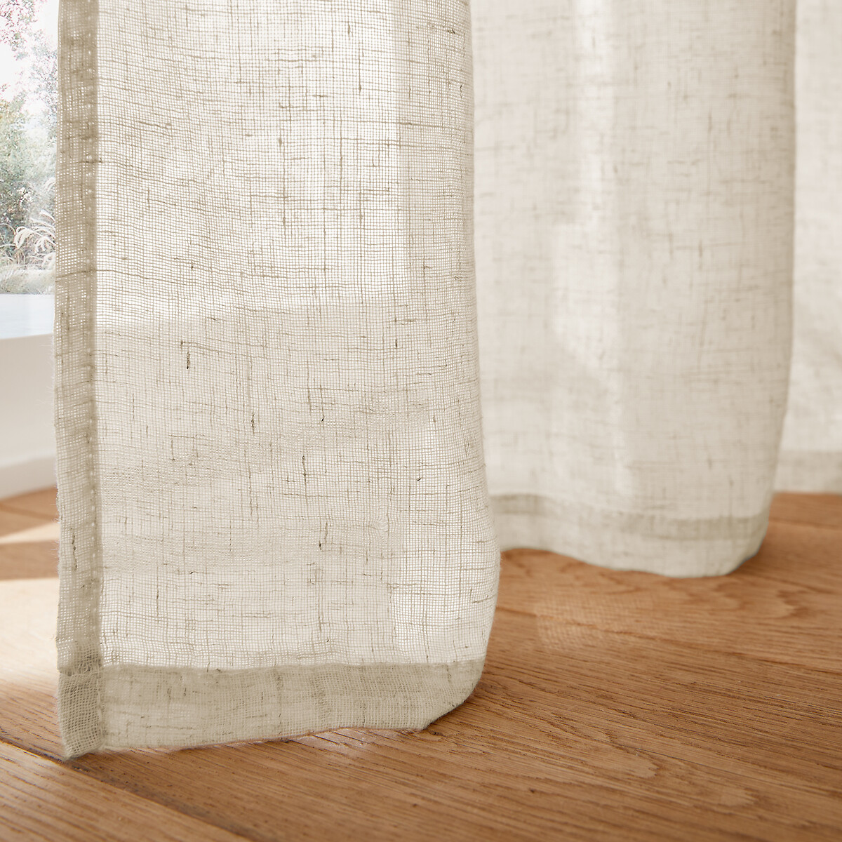 LA REDOUTE INTERIEURS<br>Cortina transparente de poliéster e linho com pregas Aron