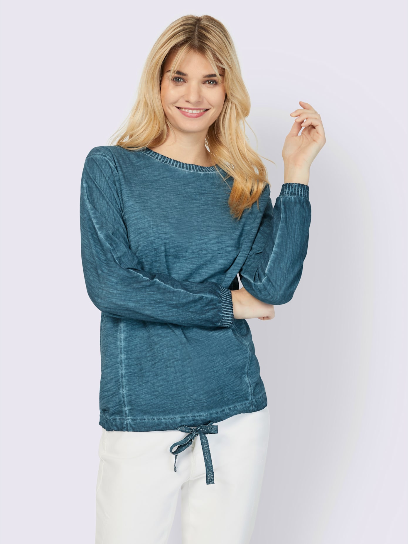T-shirt bords-côtes en fil brillant