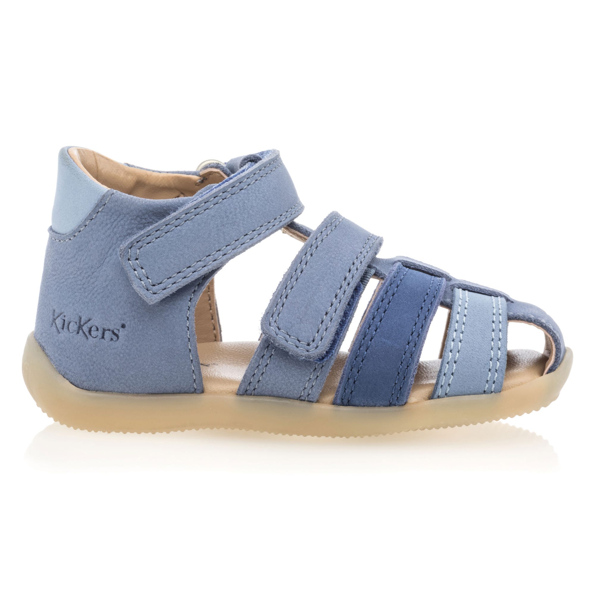 Nu-pieds Bébé garçon en cuir bleu