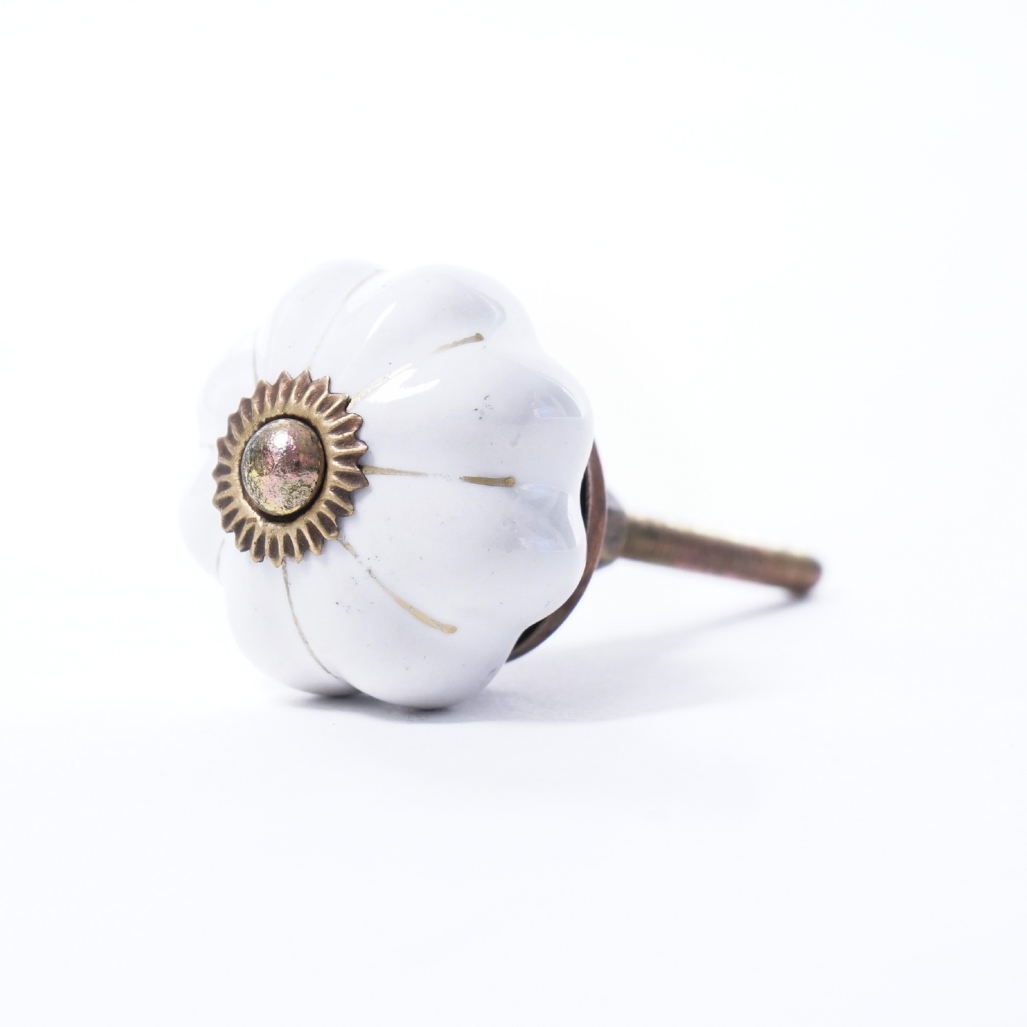 Keramik Möbelknopf  'Blume', handglasiert, weiß, Ø 3,5 cm günstig bestellen