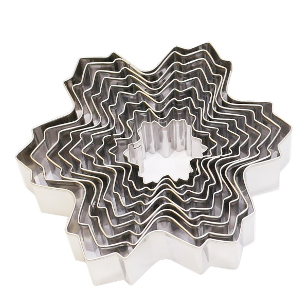 (9er Set) Edelstahl Ausstechform Schneeflocke Keksausstecher zum Backen - Weihnachten