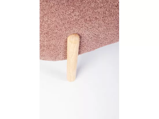 Banc en tissu effet bouclé rose foncé, pieds en bois de caoutchouc - DAYLA