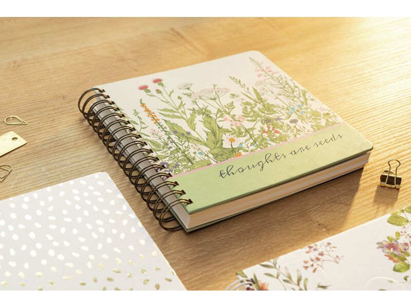 Jolie Spiral-Notizbuch Wild Herbs, 23.4 x 21.5 cm, Dot, Grü Scrap- oder Gästebuch mit Ringbindung