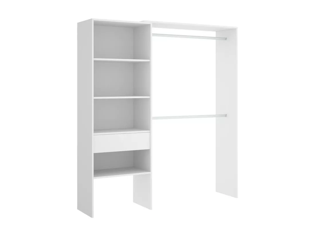 Armoire Dgarut, Structure pour dressing, Cintre ouvert, 160x40h187 cm, Blanc