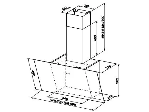 FABER S.p.A. Tweet EV8 LED WH A80, 700 m³/t, Ledet, C, A, G, 68 dB