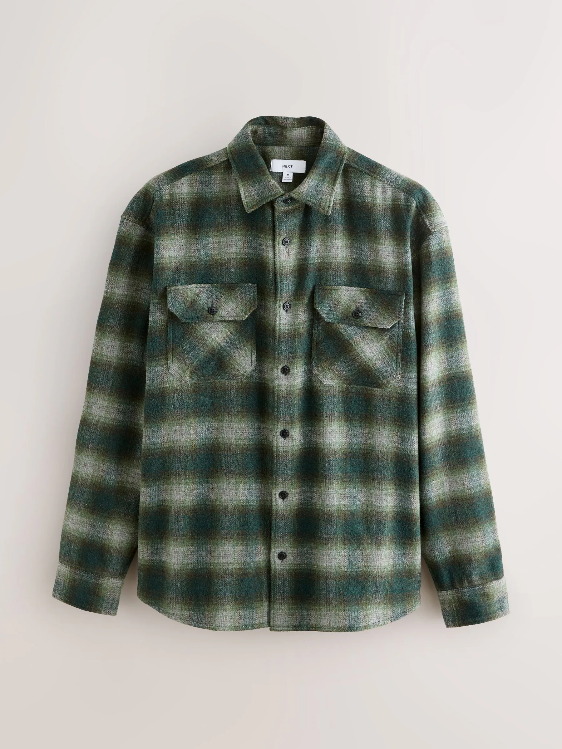 Groen - Twin Pocket Long Sleeve Check Overshirt