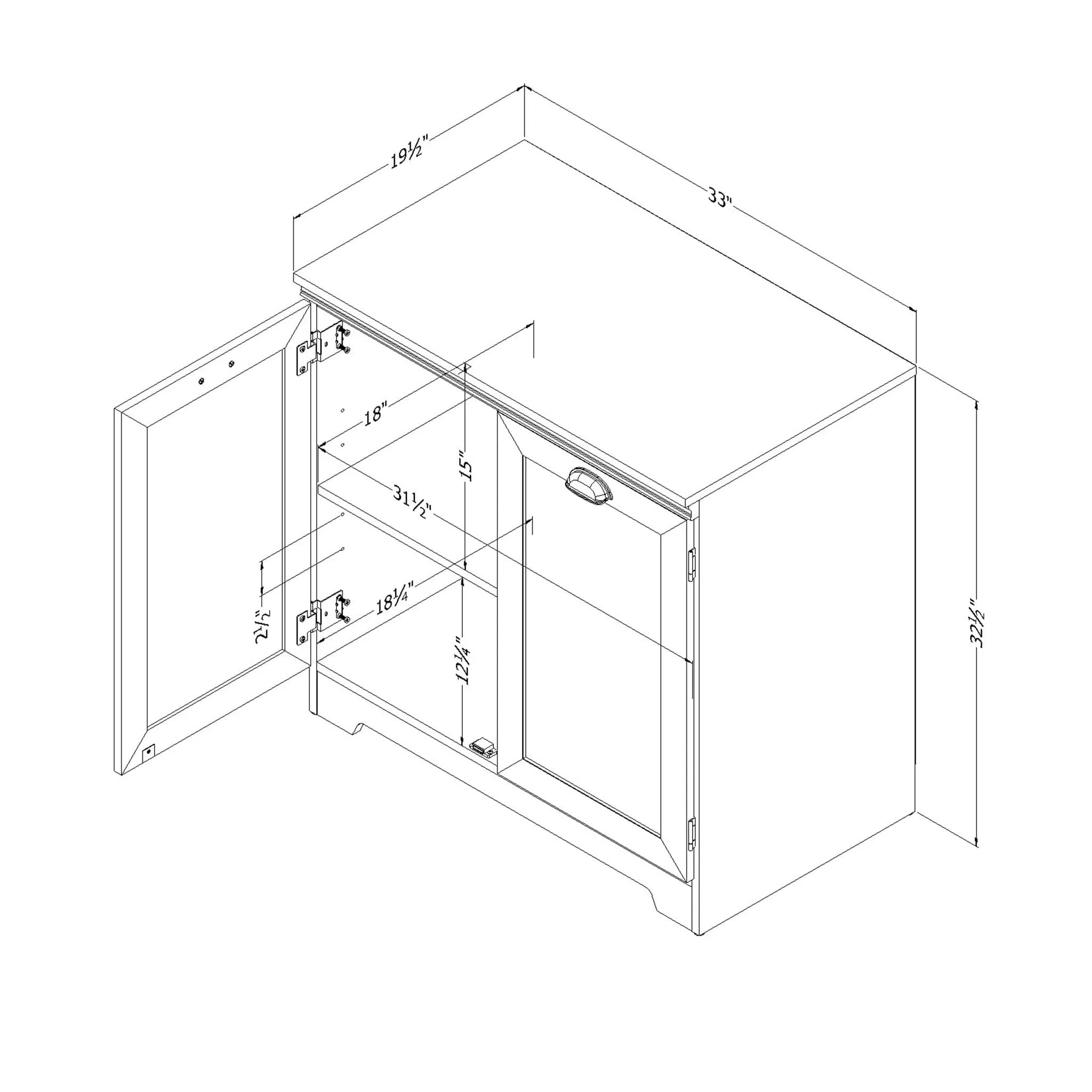 South Shore Armoire de rangement avec 2 portes - Farnel Blanc solide