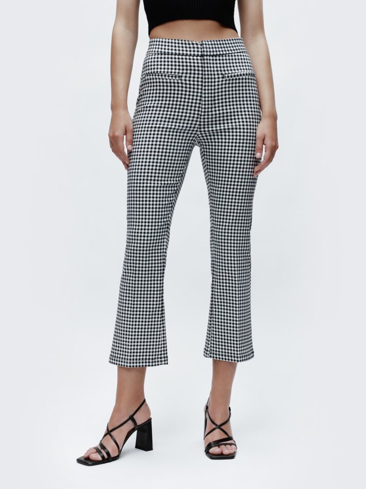 Calça mini flare - Branco/preto