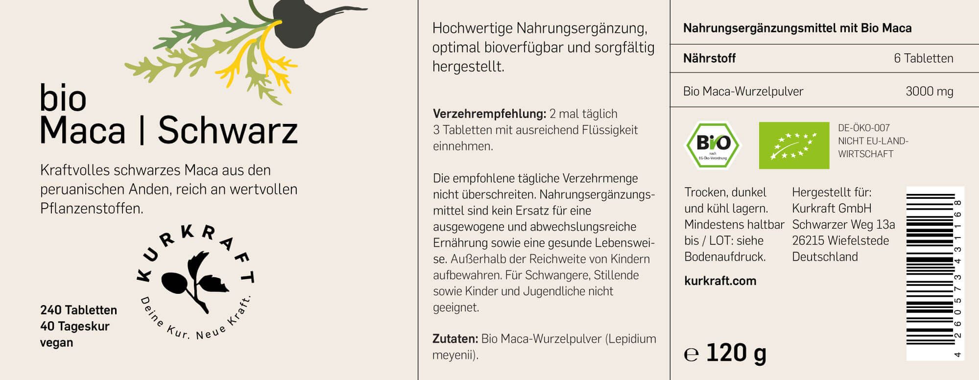 Kurkraft© Bio Maca Schwarz