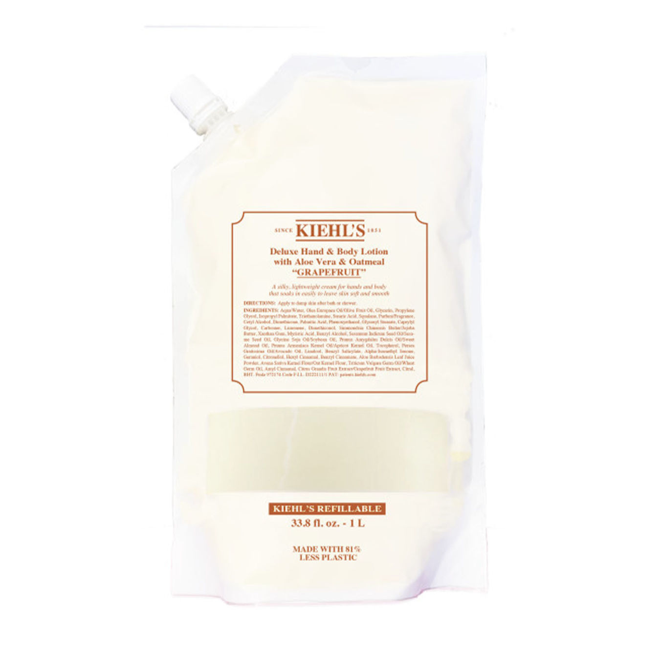 KIEHL'S Deluxe Hand & Body Lotion Grapefruit Refill Pouch