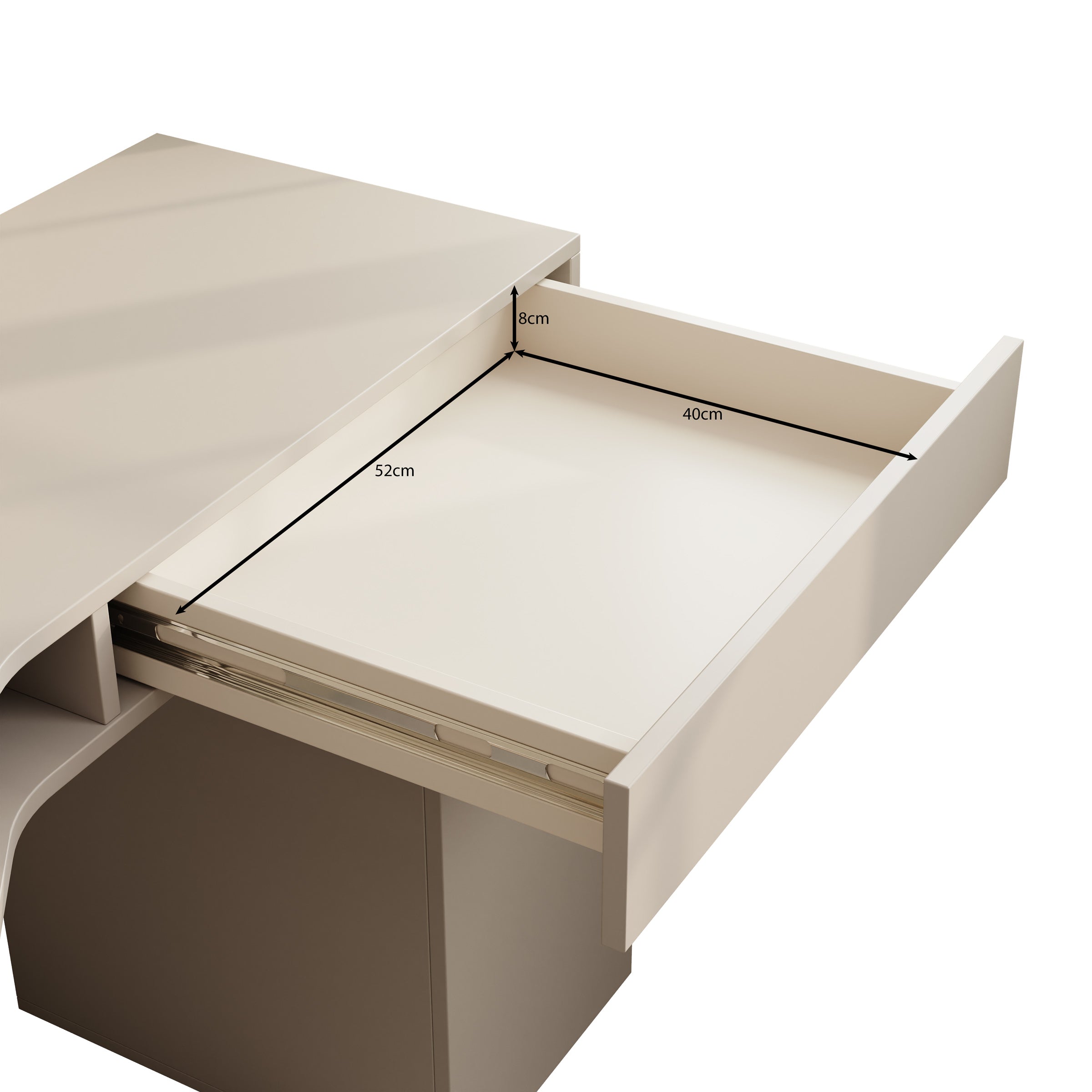 Meubella - Whenua 3 - Bureau rechts - Beige - 321x55x79 cm