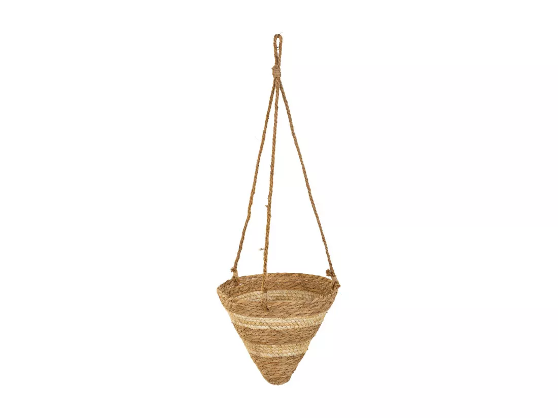 Paniers suspendus en fibre naturelle marron d26x25h-d22x18h