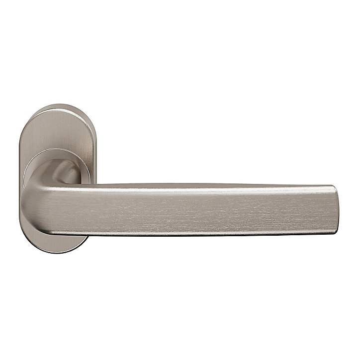 Ensemble poignée sur rosace Incurvé à visser GoodHome Primel effet nickel satin gris chromé