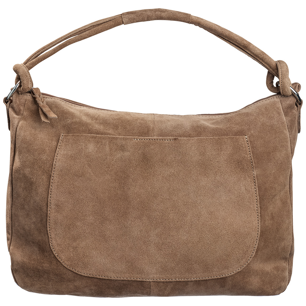 Gina Benotti Damen Veloursledertasche im Hobo-Style braun