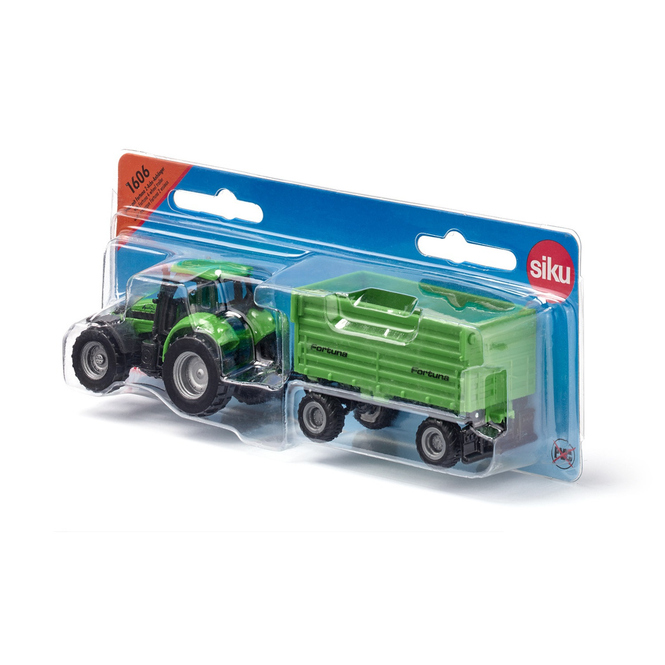 Siku 1606 - Traktor Deutz mit Fortuna 2-Achs Anhänger