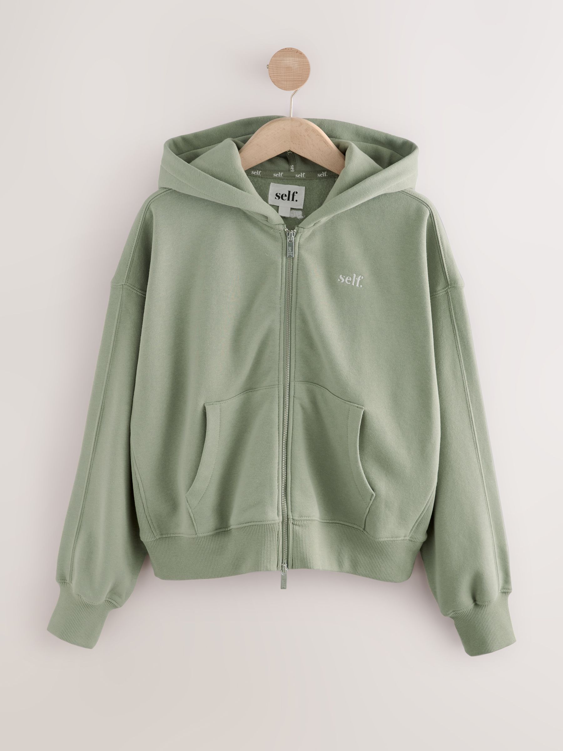 Grijs-groen - Hooded Zip Through Jacket
