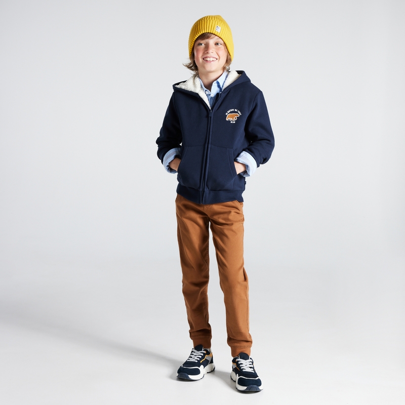 Sweat-shirt doublé en polaire sherpa bleu garçon