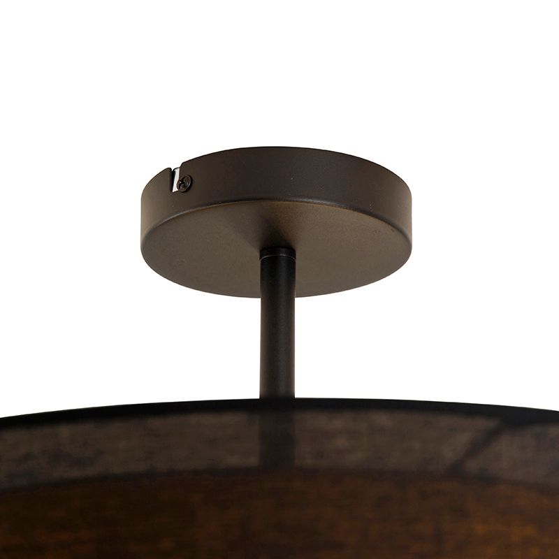 Moderne plafondlamp zwart met goud 50 cm 3-lichts - Drum Duo