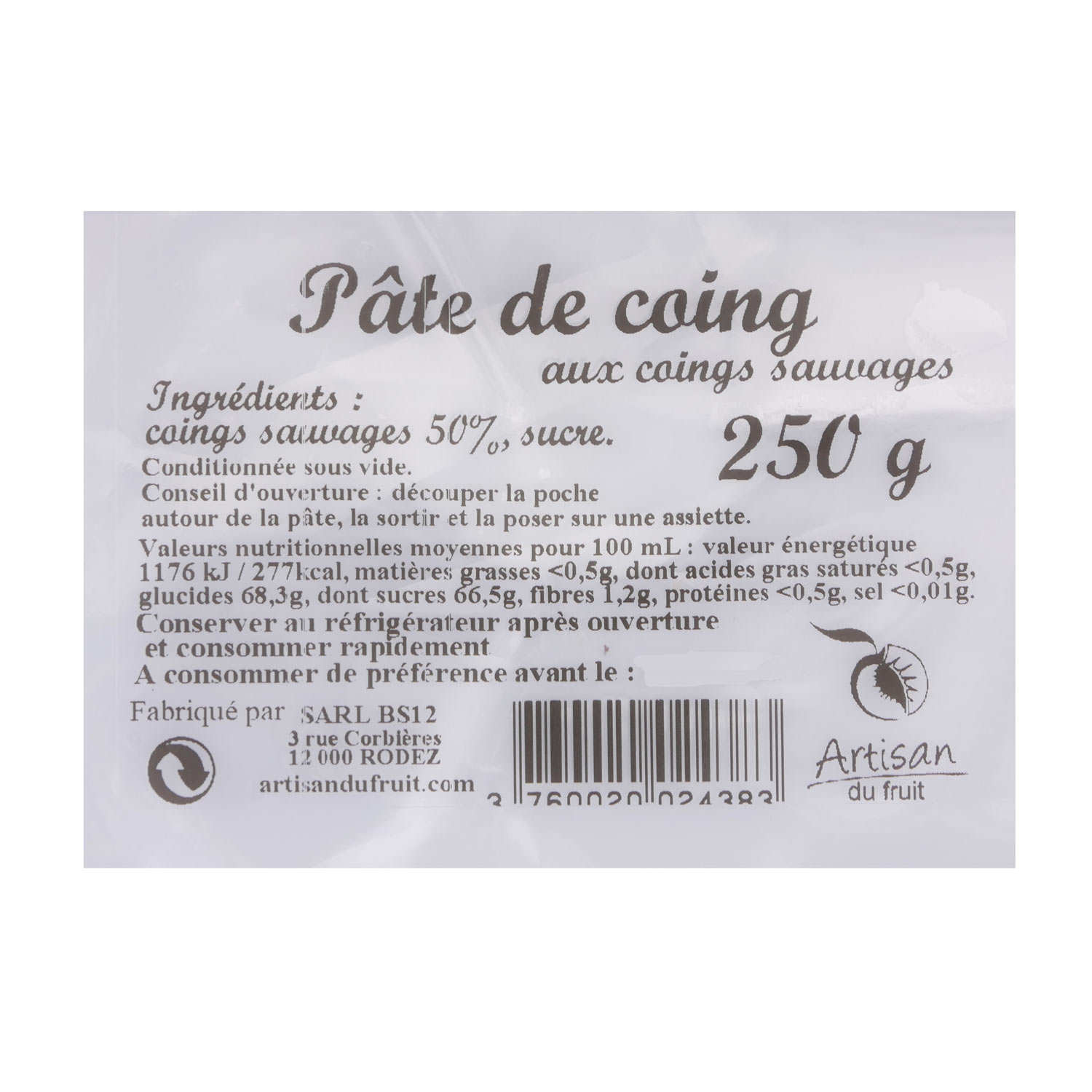Pâte de coing aux coings sauvages