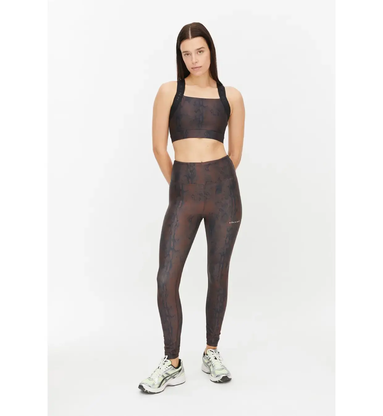 Röhnisch Printed High Waist Hardloopbroek Lang Bruin Dames