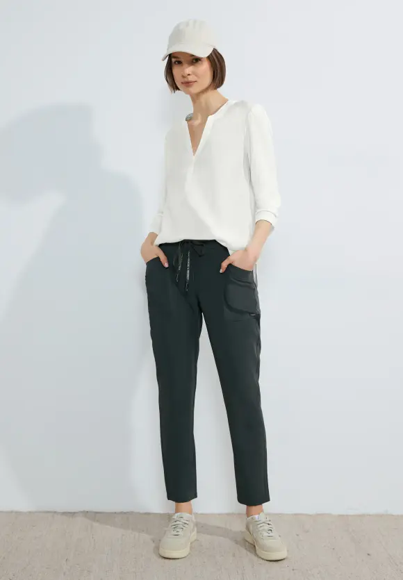 Materialmix Bluse - vanilla white