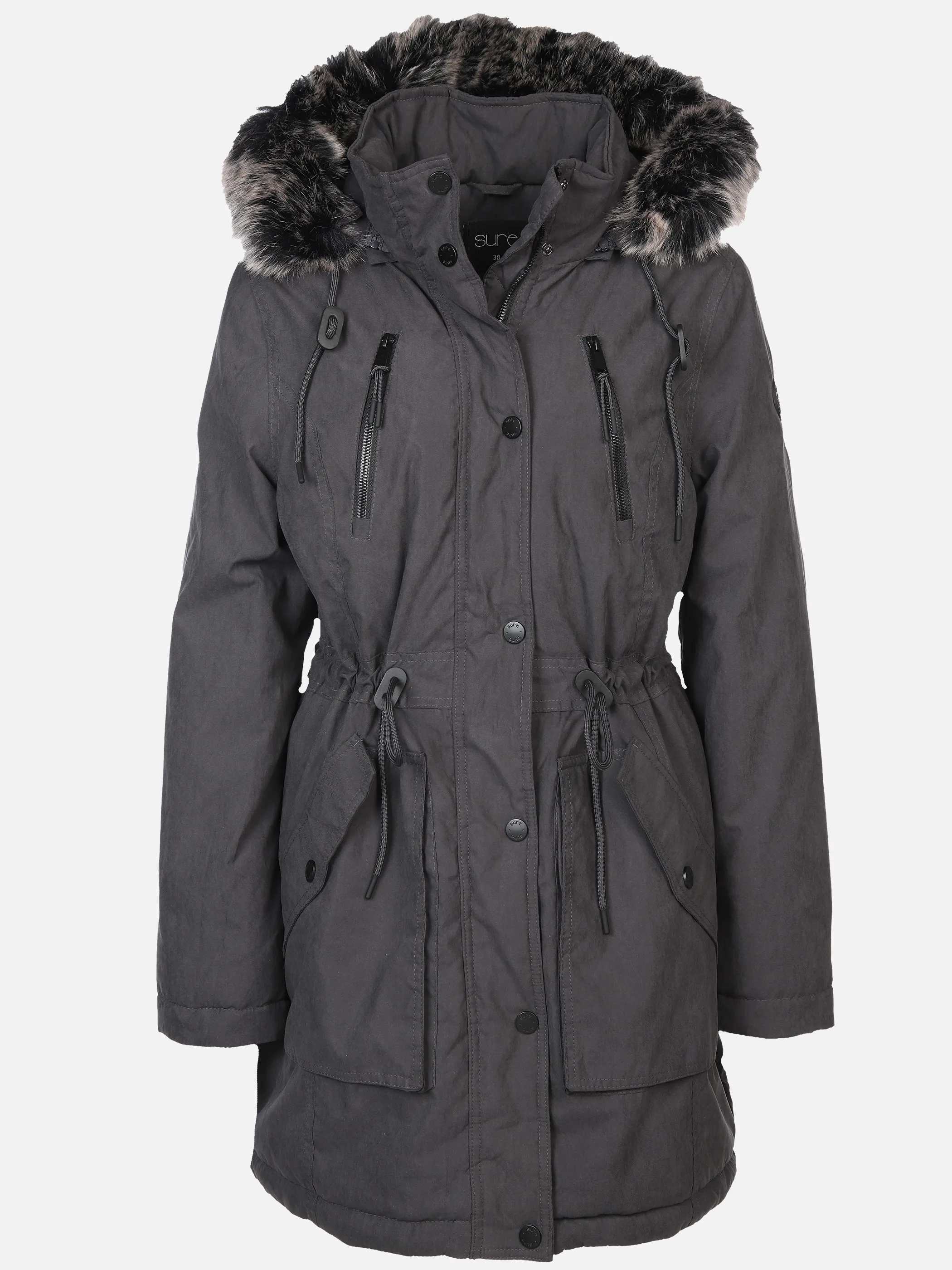 Damen Parka mit Kunstfellbesatz