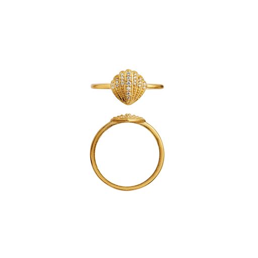 Stine A Shell Ring, 18Ct Gold Plated/White, 54