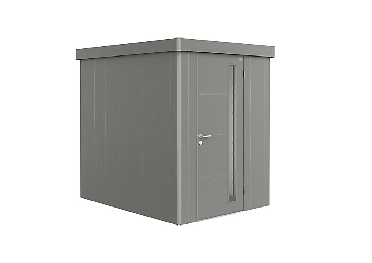 Abri de jardin simple porte Biohort Neo 2A en métal coloris gris quartz métallique ép.0,53 mm surface extérieure 3,6 m²
