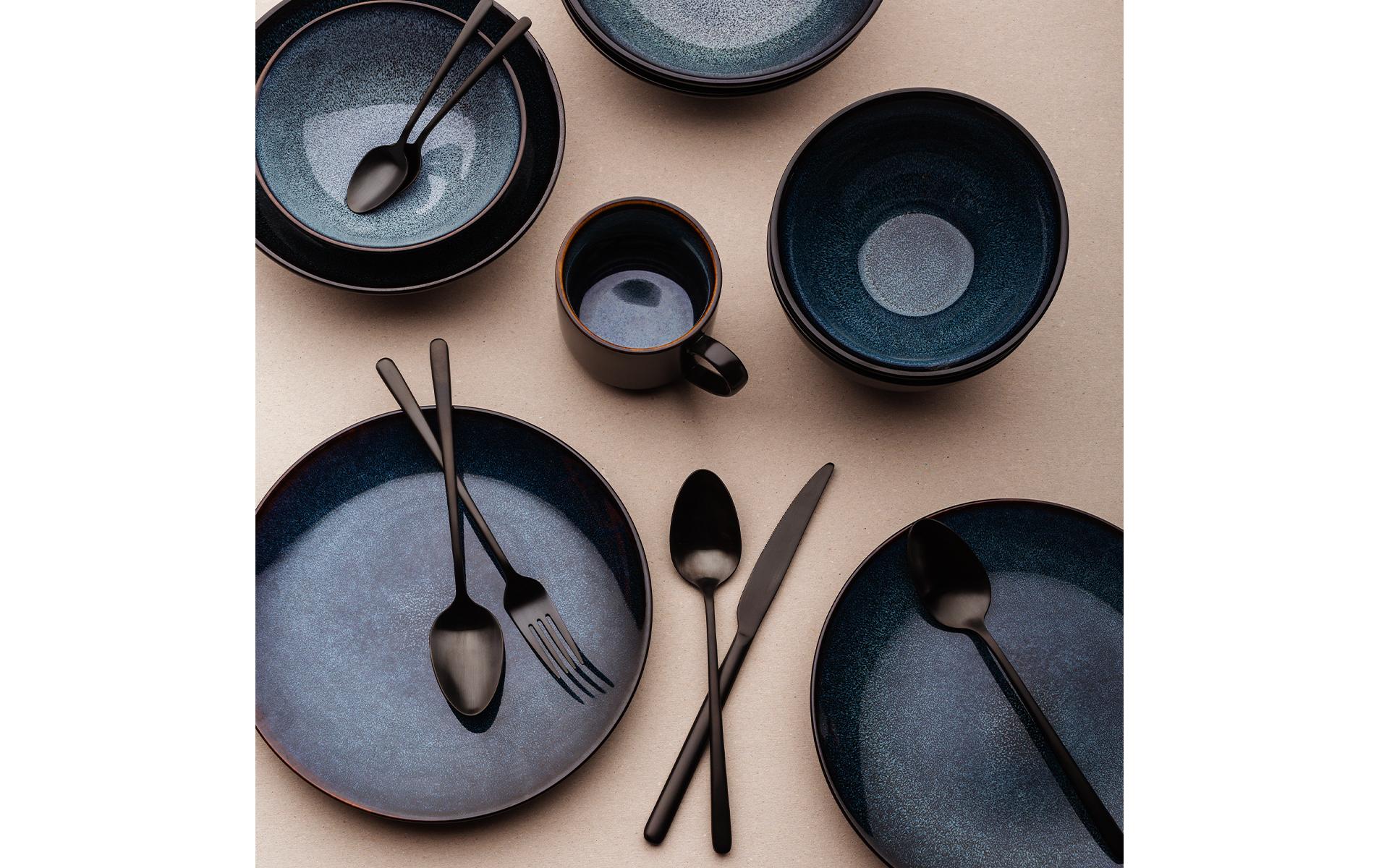 Besteck-Set Calgary PVD 24-teilig, Schwarz matt<br>Essbesteck-Set ganz matt