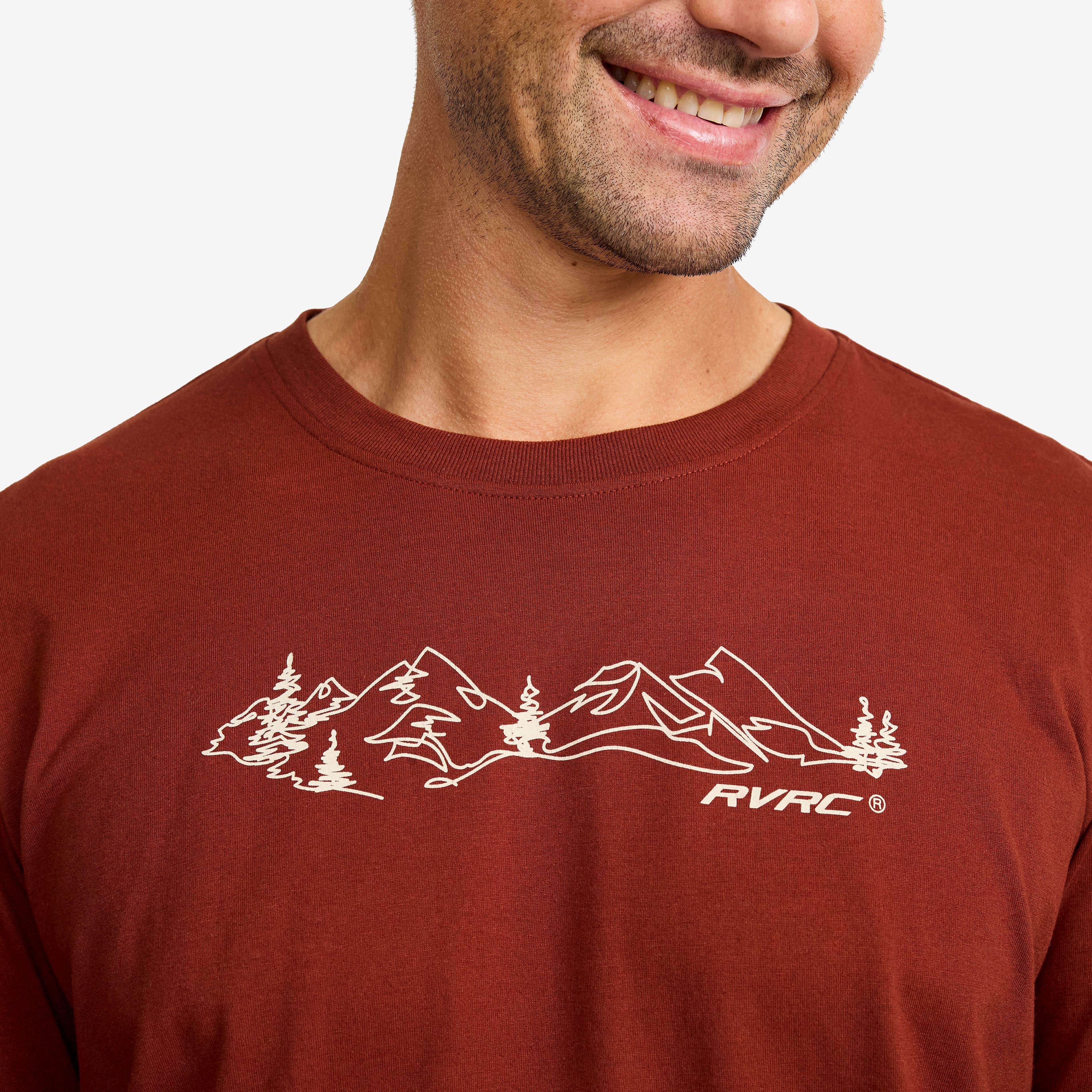 Easy Graphic Landscape Lines Long-sleeved T-shirt Herre Smoked Paprika
