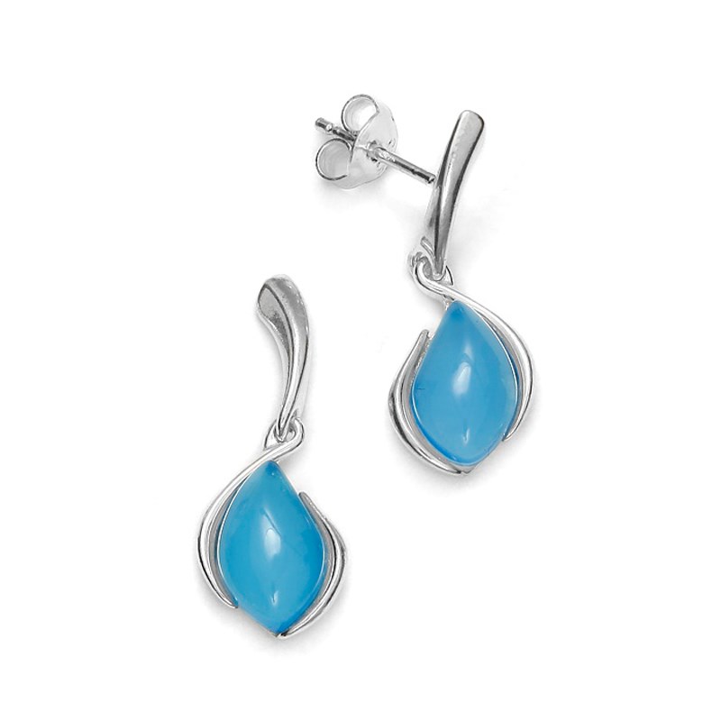 Pendant d'oreille en agate Aqua