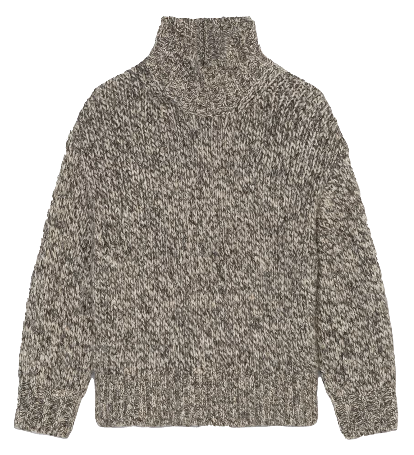Pull col montant en coton et en laine mélangés | Marron