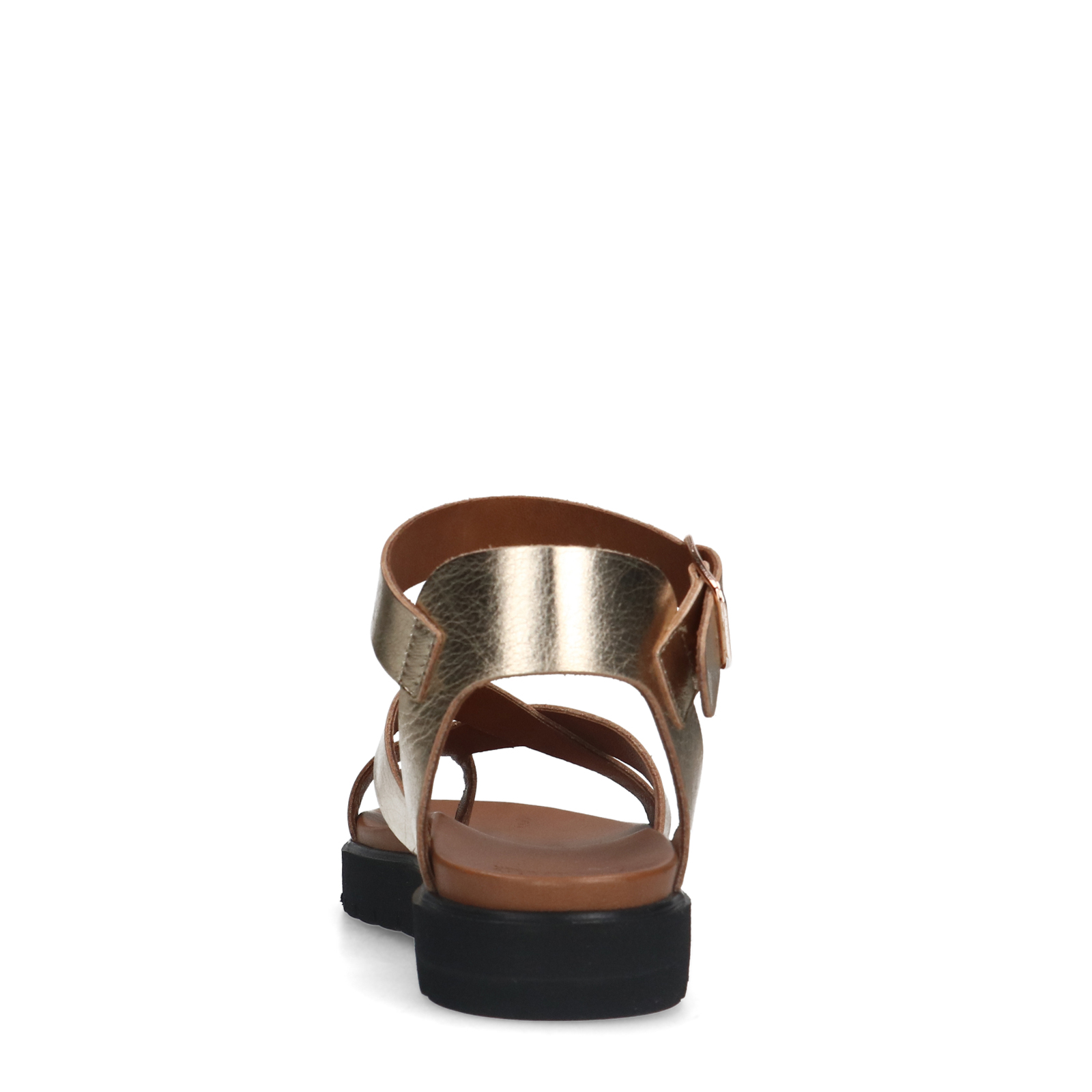 Gouden leren sandalen met plateauzool