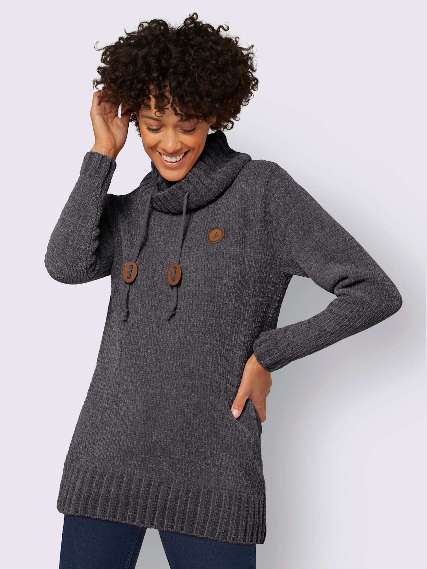Pull long maille chenille douce