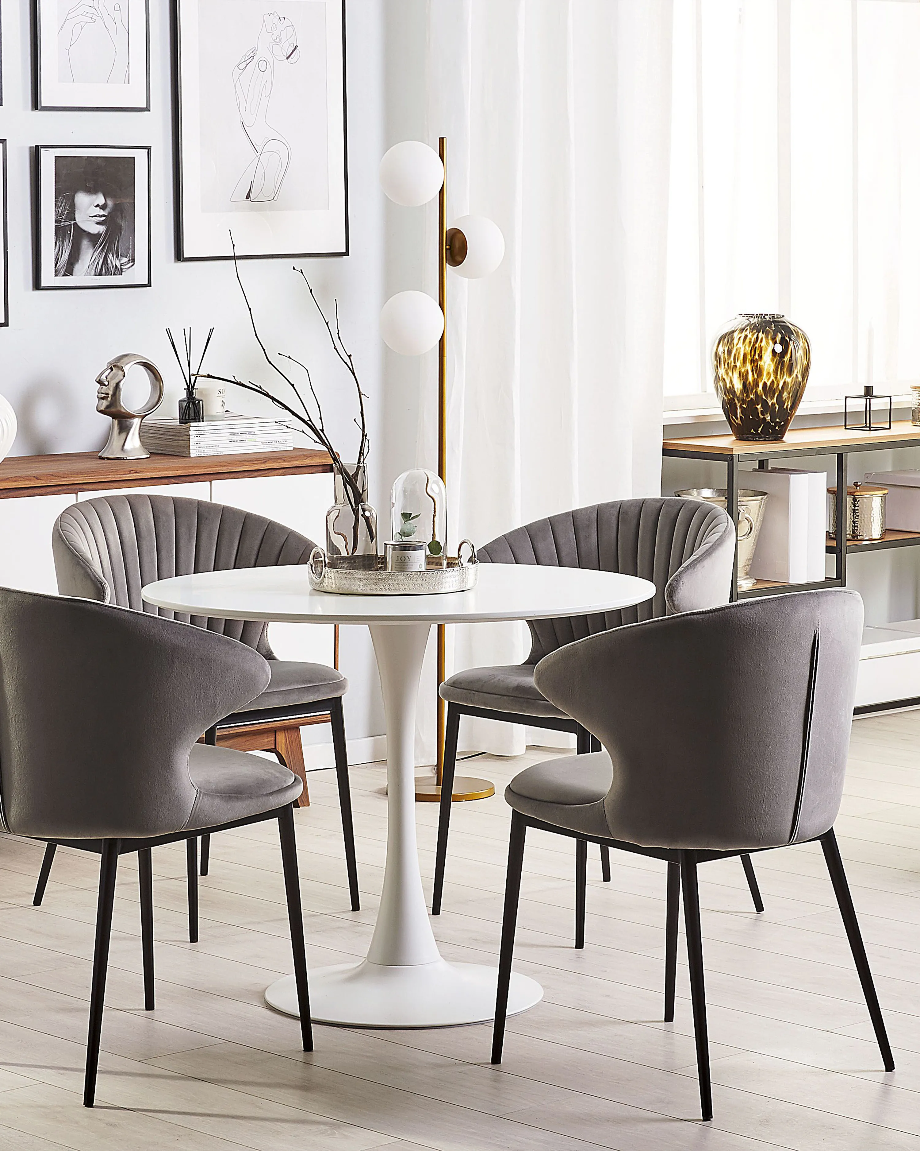 Set van 2 eetkamerstoelen AUGUSTA Fluweel Grijs