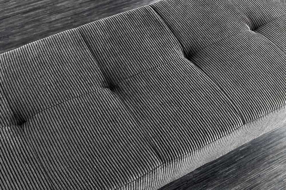 Design Sitzbank BOUTIQUE 100cm dunkelgrau Cord schwarze Metallbeine