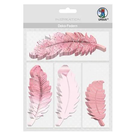 URSUS Deko Papierfedern, rosa, 24 Stück