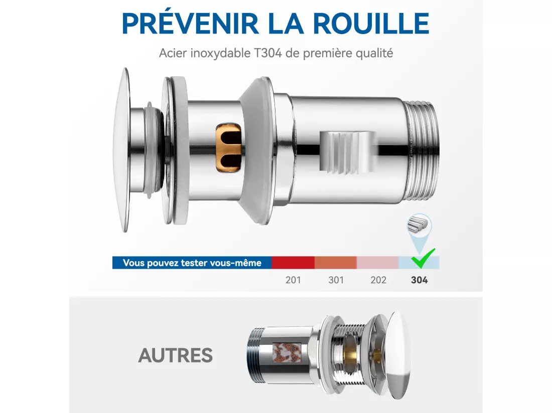 Auralum max Bonde de Lavabo Universelle avec Trop-Plein,Valve Pop-Up pour lavabo-Bonde d'écoulement en laiton (Chromé, avec Panier à Crépine)