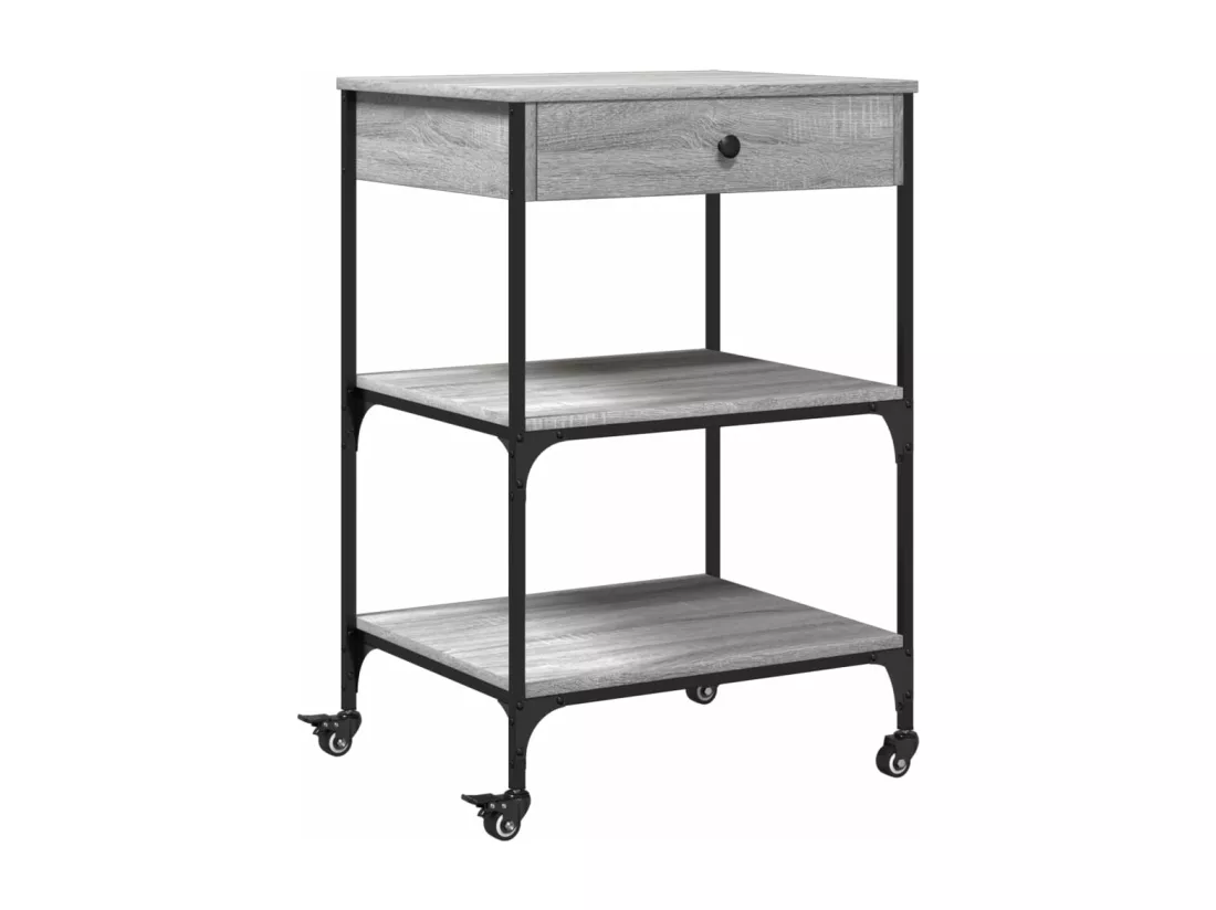 Chariot de cuisine sonoma gris 60x48x89,5 cm bois d'ingénierie