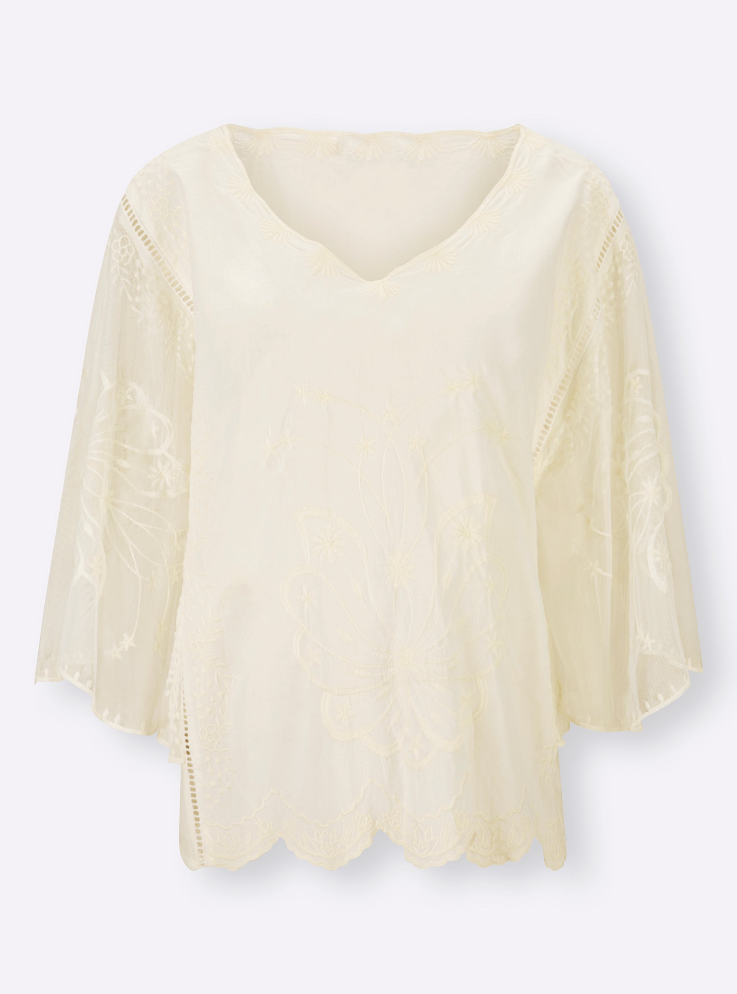 heine Stickereibluse in champagner