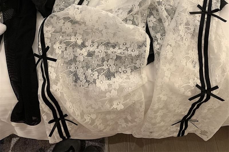 Essere - Hoge taille kanten wijde broek