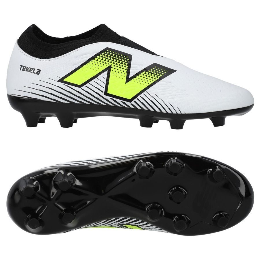 New Balance Tekela V4 Magique FG - Blanc/Violet/Jaune Fluo Enfant