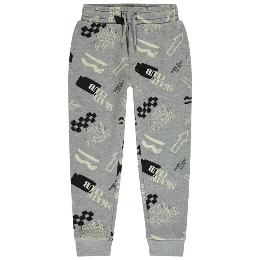 Jogging molleton imprimé fantaisie pour garçon - Gris chiné