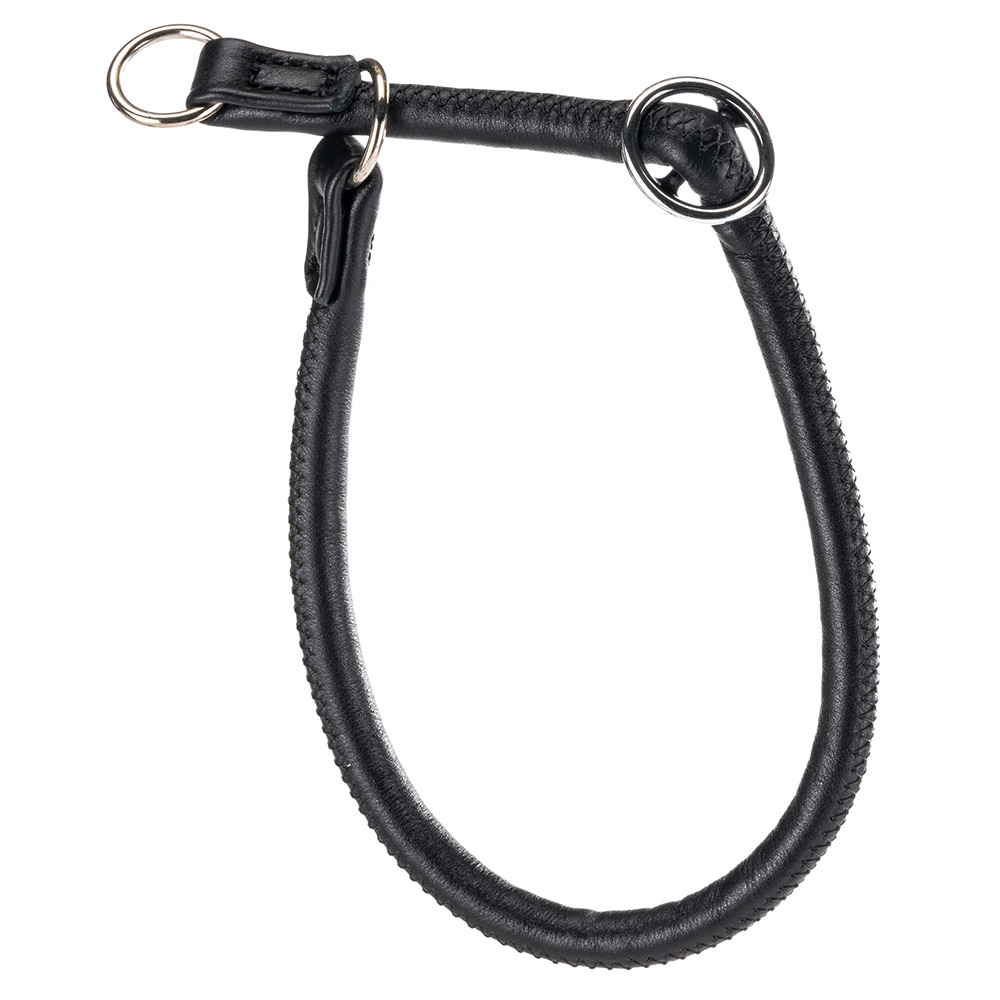 Collier semi-étranglé pour chiens vogue cs10/50, cuir véritable, ajustable, noir
