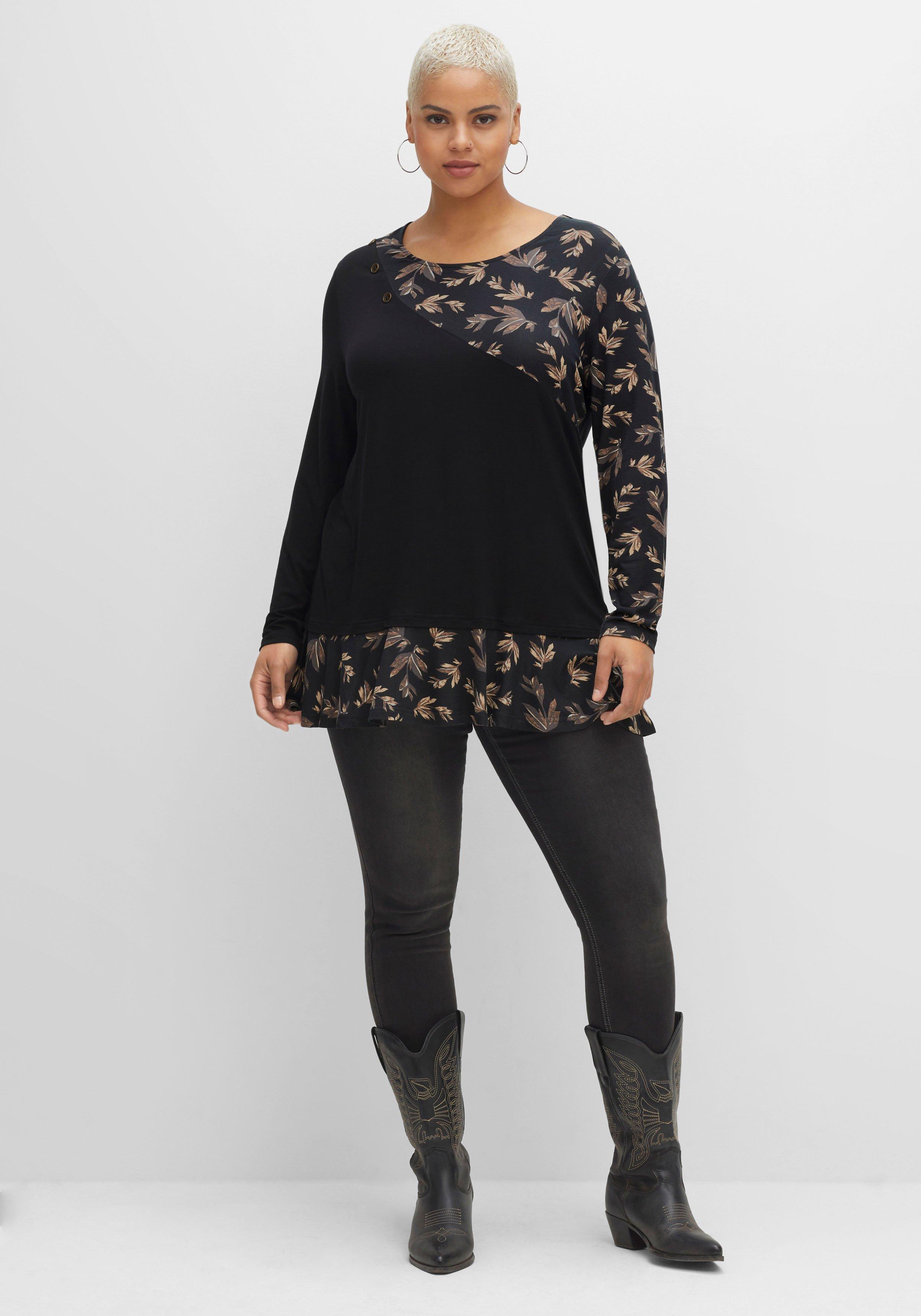 Longshirt mit floralem Druck, in Double-Layer-Optik