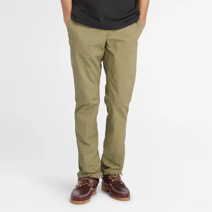 Chino en popeline pour homme en vert