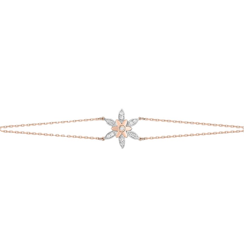 Bracelet Femme - Or 18 Carats - Diamant 0,08 Carats - Longueur : 18 cm